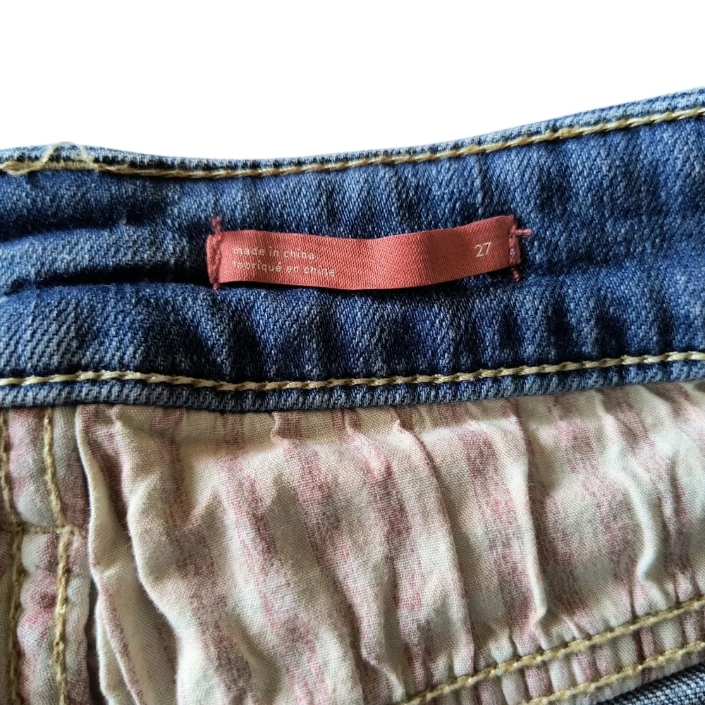 Anthropologie Pilcro Button Fly Faded Blue Denim Shortie Shorts Size 27 - Picture 9 of 11